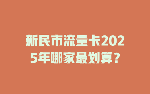新民市流量卡2025年哪家最划算？