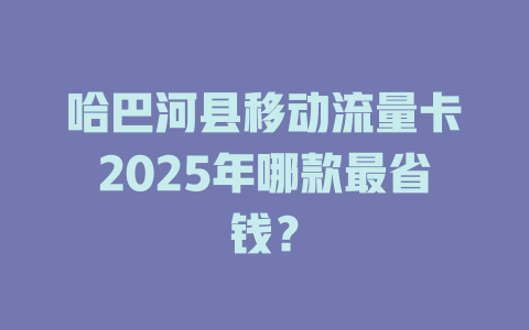 哈巴河县移动流量卡2025年哪款最省钱？