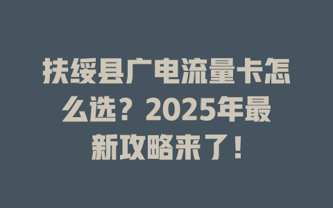 扶绥县广电流量卡怎么选？2025年最新攻略来了！
