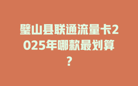 璧山县联通流量卡2025年哪款最划算？