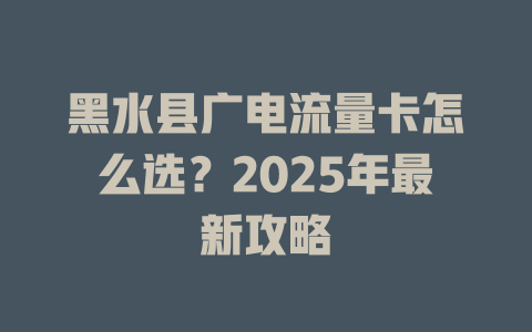 黑水县广电流量卡怎么选？2025年最新攻略