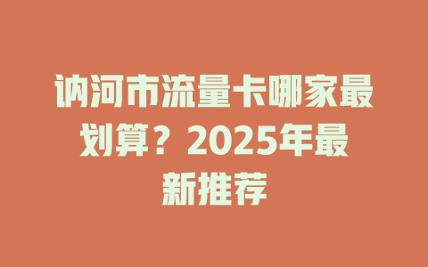 讷河市流量卡哪家最划算？2025年最新推荐