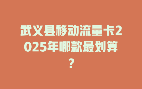 武义县移动流量卡2025年哪款最划算？