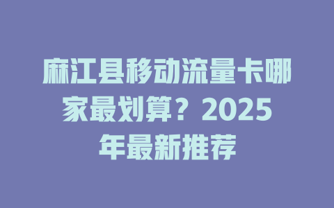 麻江县移动流量卡哪家最划算？2025年最新推荐