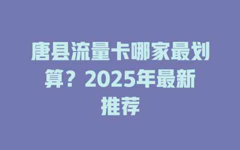 唐县流量卡哪家最划算？2025年最新推荐