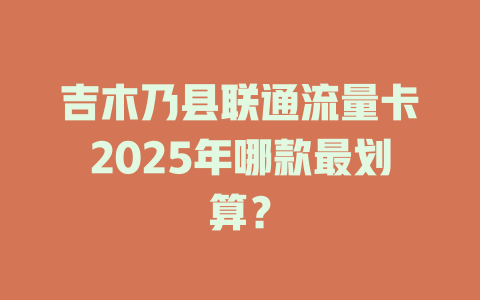 吉木乃县联通流量卡2025年哪款最划算？