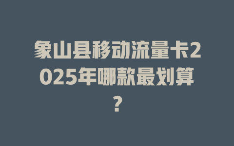 象山县移动流量卡2025年哪款最划算？
