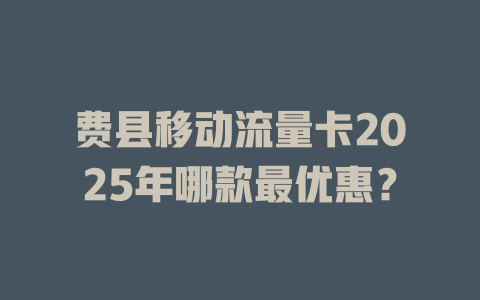 费县移动流量卡2025年哪款最优惠？