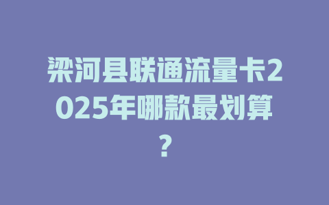 梁河县联通流量卡2025年哪款最划算？