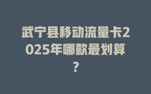 武宁县移动流量卡2025年哪款最划算？