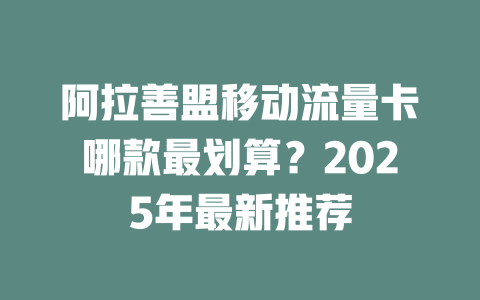 阿拉善盟移动流量卡哪款最划算？2025年最新推荐