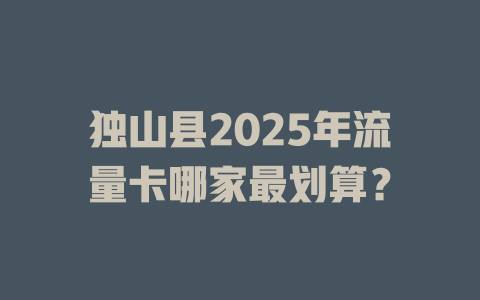 独山县2025年流量卡哪家最划算？