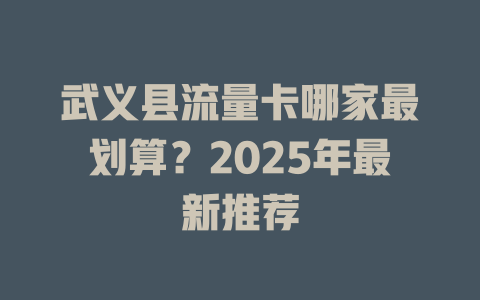 武义县流量卡哪家最划算？2025年最新推荐
