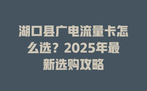 湖口县广电流量卡怎么选？2025年最新选购攻略