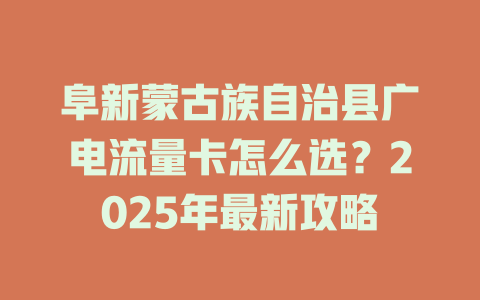 阜新蒙古族自治县广电流量卡怎么选？2025年最新攻略