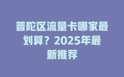 普陀区流量卡哪家最划算？2025年最新推荐
