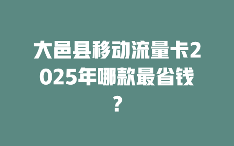大邑县移动流量卡2025年哪款最省钱？