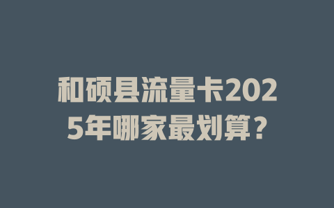 和硕县流量卡2025年哪家最划算？