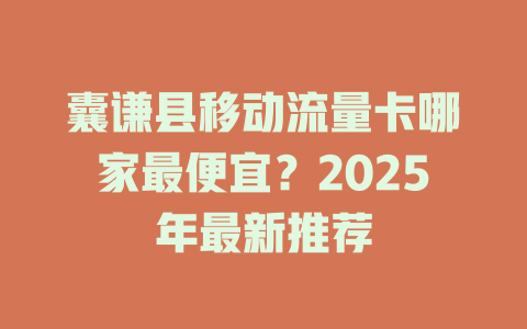 囊谦县移动流量卡哪家最便宜？2025年最新推荐
