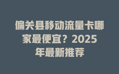 偏关县移动流量卡哪家最便宜？2025年最新推荐