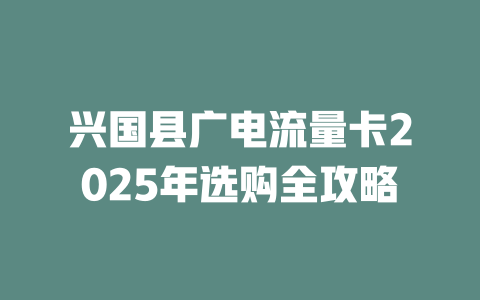 兴国县广电流量卡2025年选购全攻略