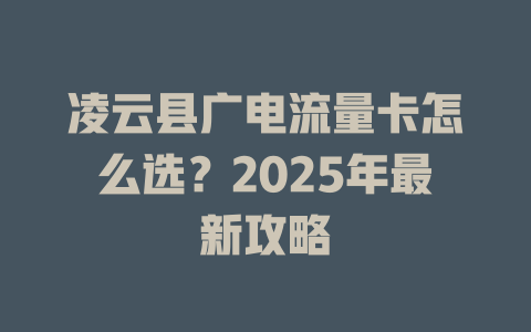 凌云县广电流量卡怎么选？2025年最新攻略