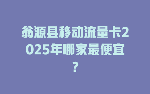 翁源县移动流量卡2025年哪家最便宜？