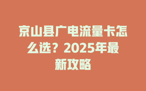 京山县广电流量卡怎么选？2025年最新攻略