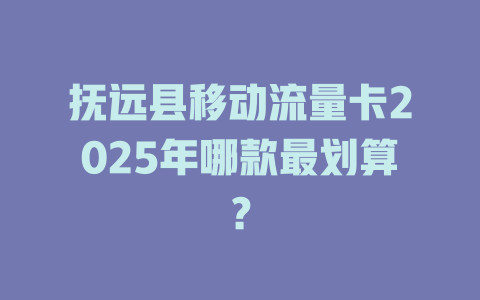 抚远县移动流量卡2025年哪款最划算？