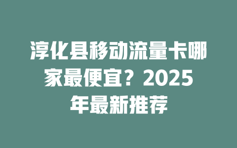 淳化县移动流量卡哪家最便宜？2025年最新推荐