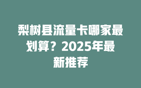 梨树县流量卡哪家最划算？2025年最新推荐