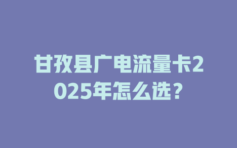 甘孜县广电流量卡2025年怎么选？