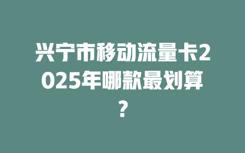 兴宁市移动流量卡2025年哪款最划算？