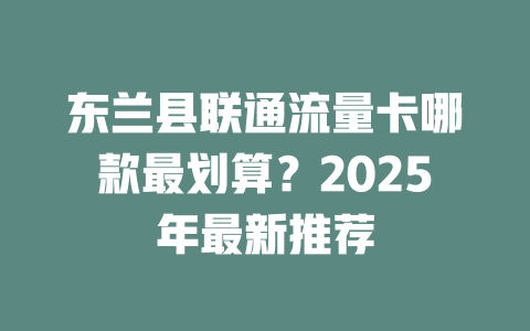 东兰县联通流量卡哪款最划算？2025年最新推荐