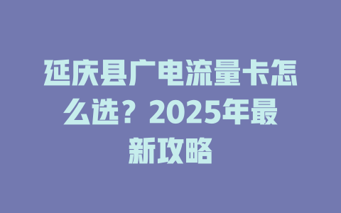 延庆县广电流量卡怎么选？2025年最新攻略