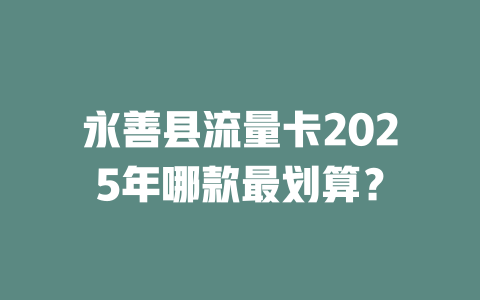 永善县流量卡2025年哪款最划算？