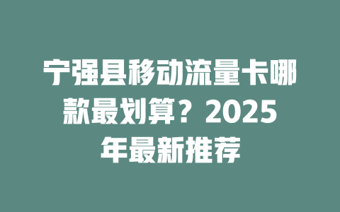 宁强县移动流量卡哪款最划算？2025年最新推荐