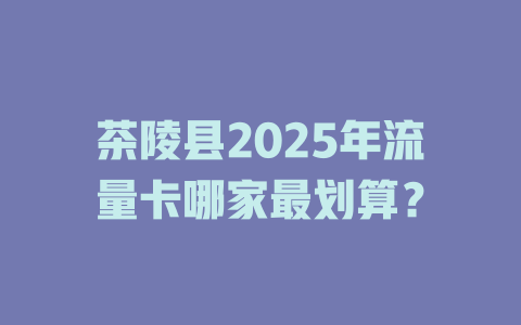 茶陵县2025年流量卡哪家最划算？