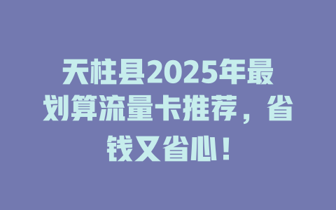 天柱县2025年最划算流量卡推荐，省钱又省心！
