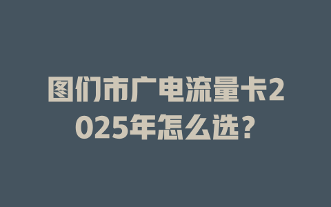 图们市广电流量卡2025年怎么选？