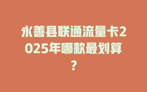 永善县联通流量卡2025年哪款最划算？