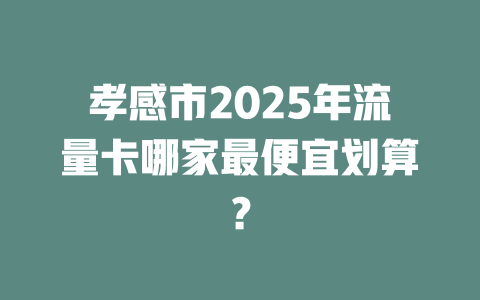 孝感市2025年流量卡哪家最便宜划算？