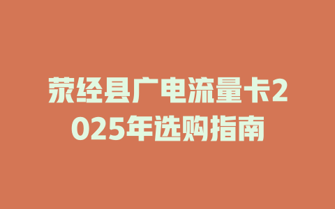 荥经县广电流量卡2025年选购指南