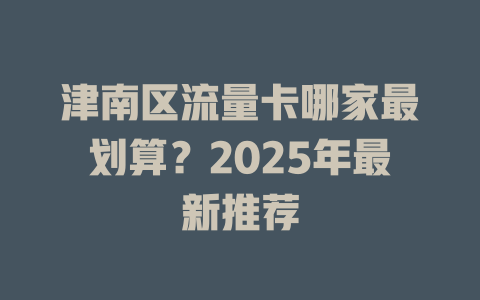 津南区流量卡哪家最划算？2025年最新推荐