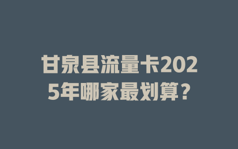 甘泉县流量卡2025年哪家最划算？
