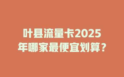 叶县流量卡2025年哪家最便宜划算？