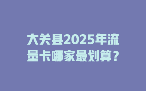 大关县2025年流量卡哪家最划算？