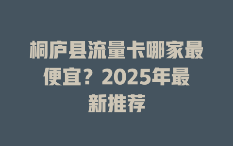 桐庐县流量卡哪家最便宜？2025年最新推荐