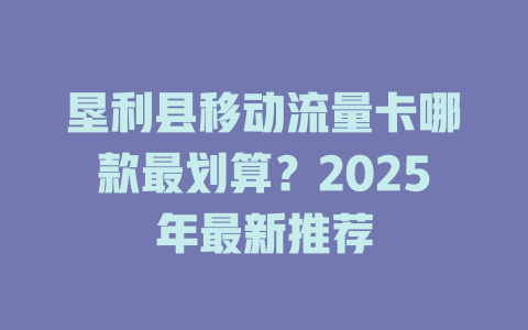 垦利县移动流量卡哪款最划算？2025年最新推荐