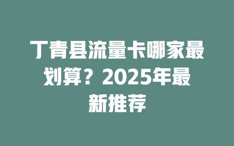 丁青县流量卡哪家最划算？2025年最新推荐